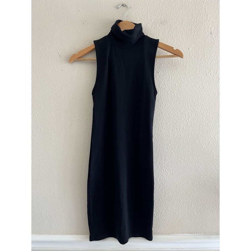Zara Womens Size Small Black Turtleneck Sleeveless Bodycon Mini Dress Coquette
